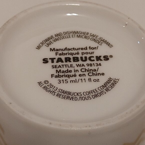 Starbucks Holiday Coffee Mug White Gold Trees 2013 11 Oz Christmas Seaso… - Picture 6 of 6